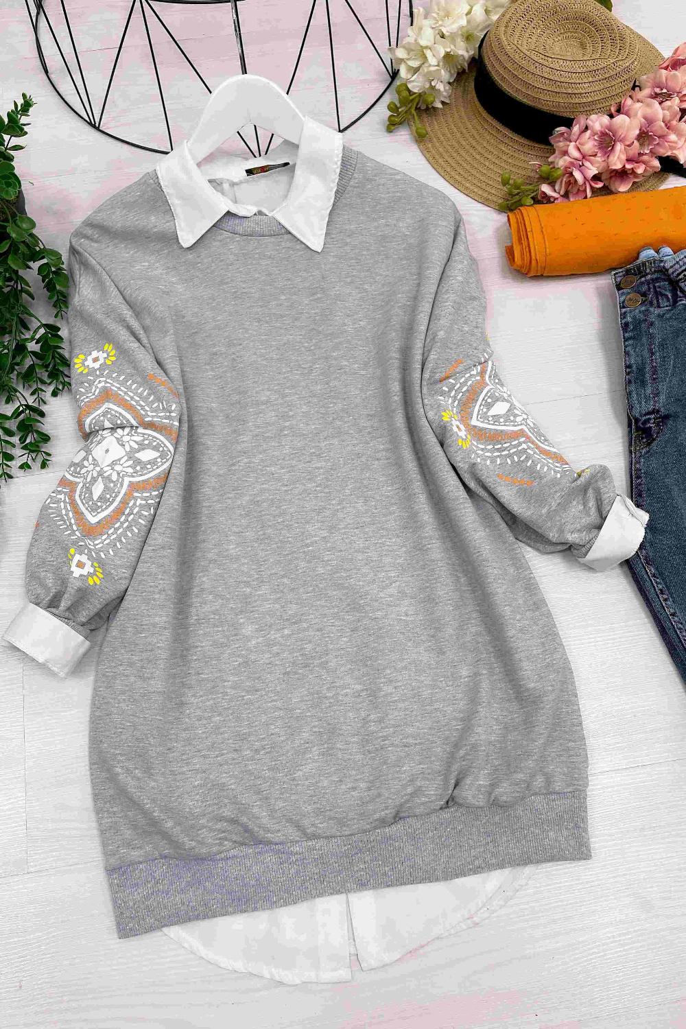 KOLU PETEK BASKILI SWEAT