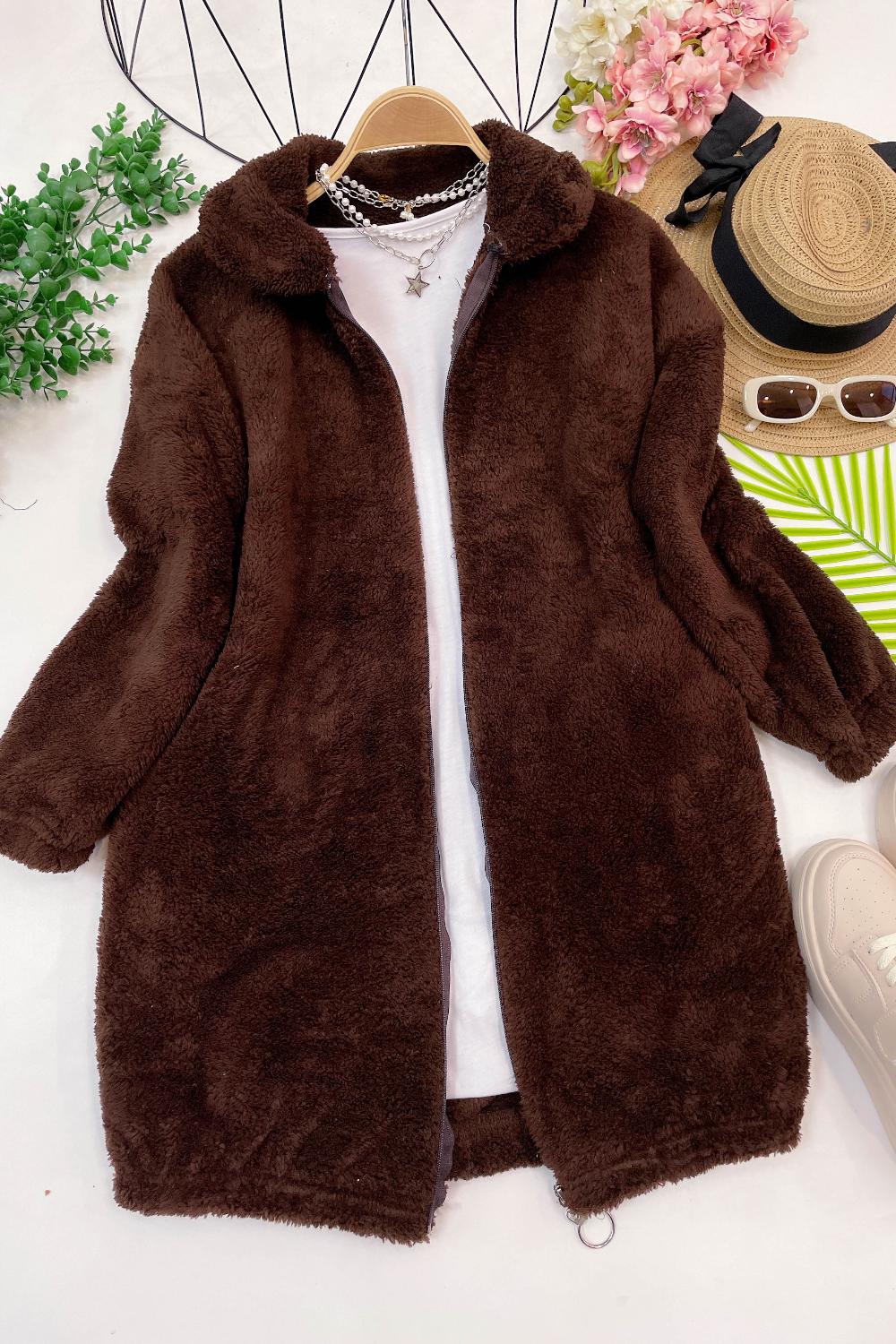 FERMUARLI PELUŞ CEKET