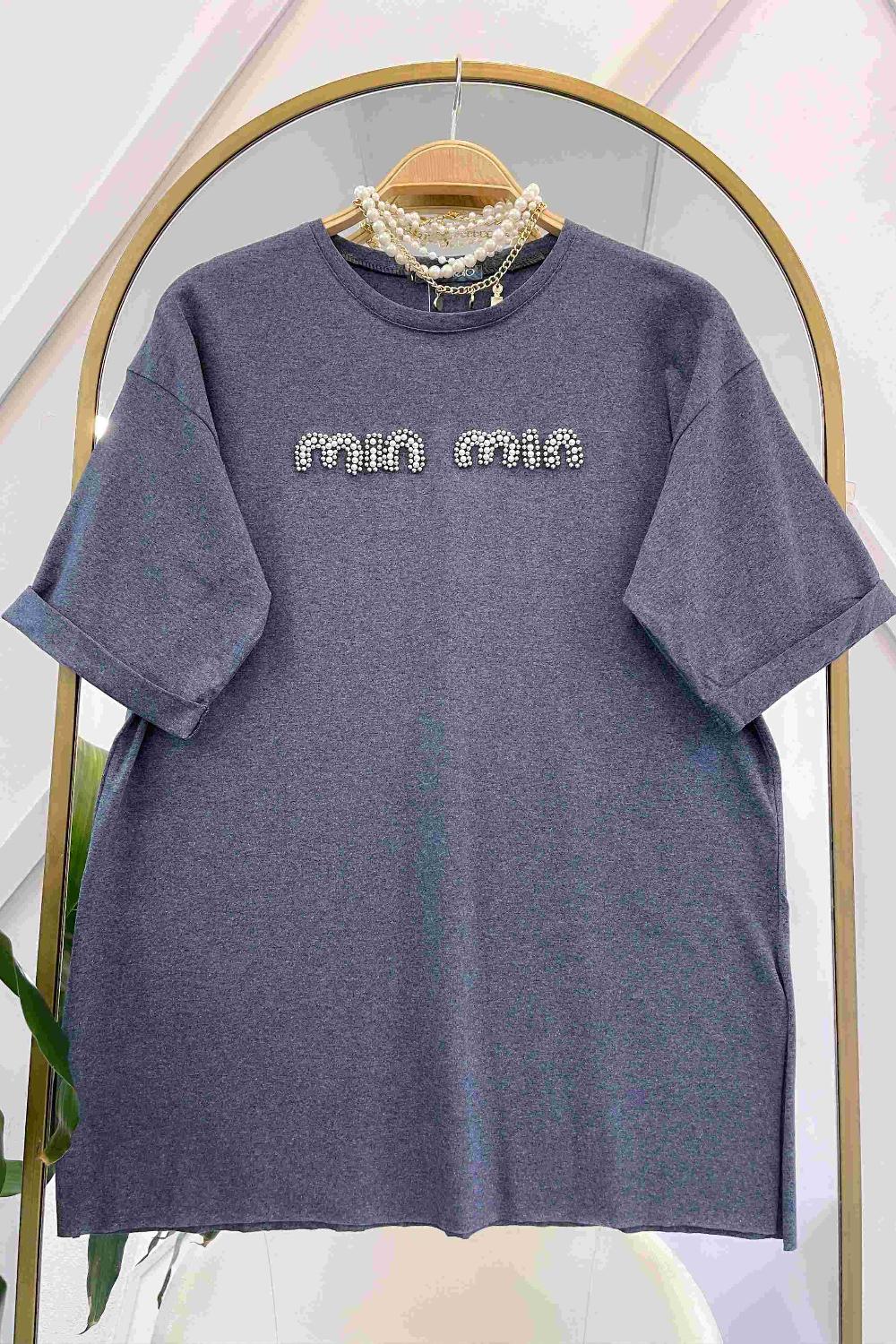 BONCUK İŞLEMELİ KISA KOLLU TSHIRT