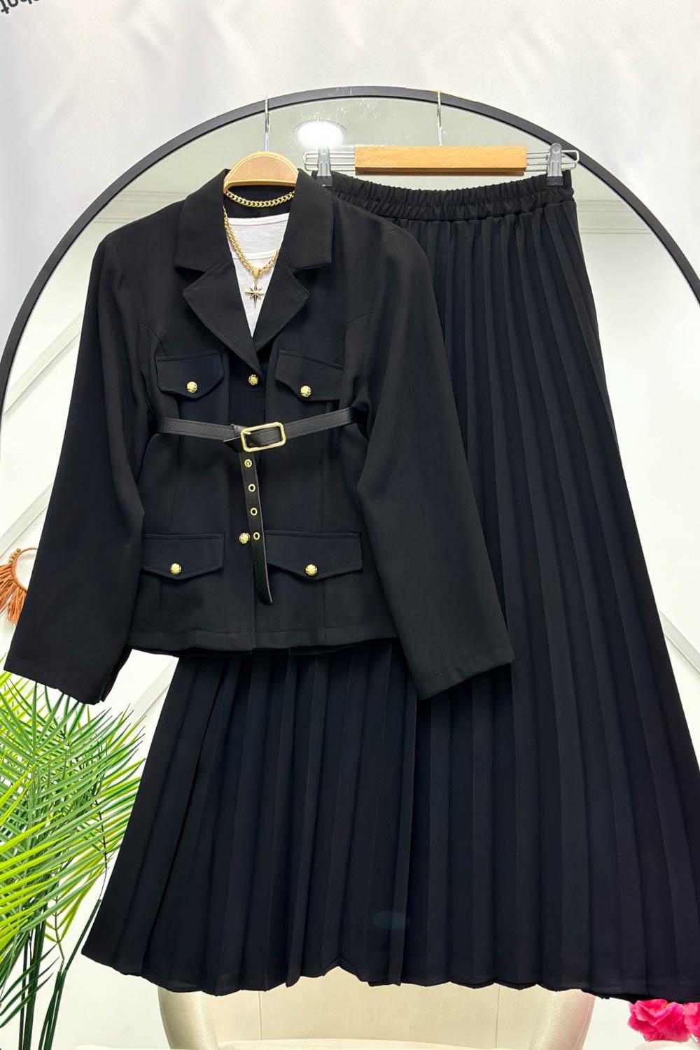 ETEĞİ PİLELİ BLAZER TAKIM