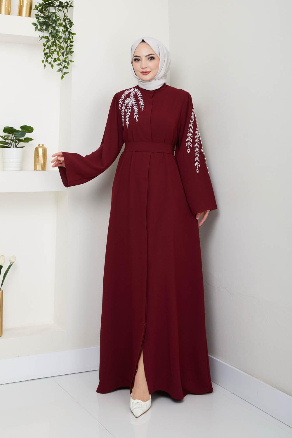 KOLU TAŞ İŞLEMELİ ABAYA ELBİSE