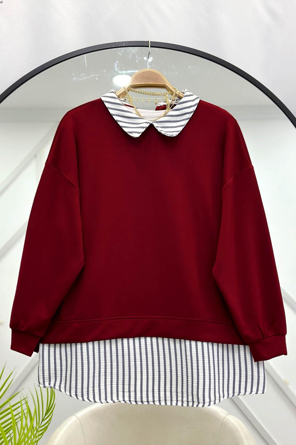 ÇİZGİ GÖMLEK DETAYLI  SWEAT