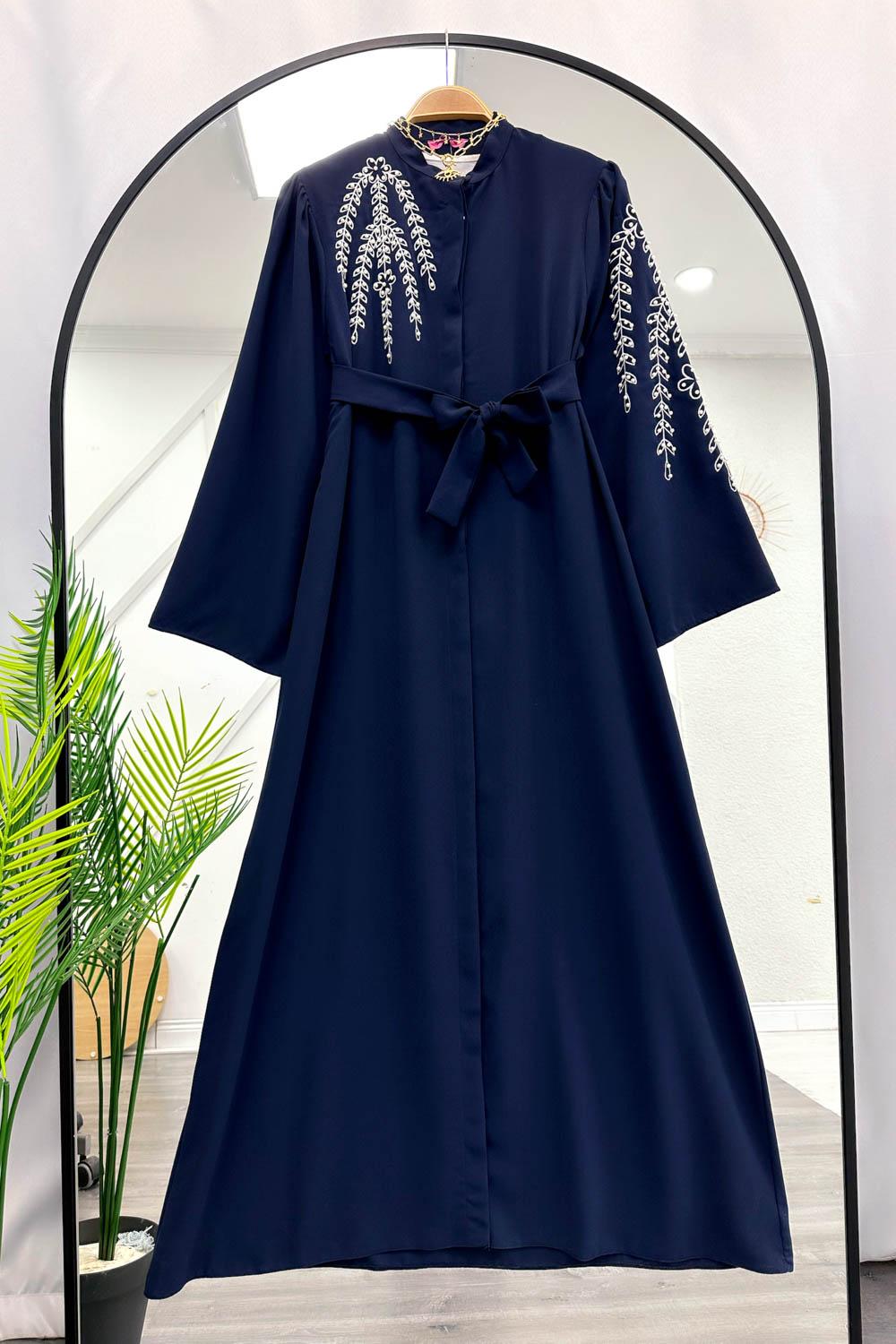 KOLU TAŞ İŞLEMELİ ABAYA ELBİSE