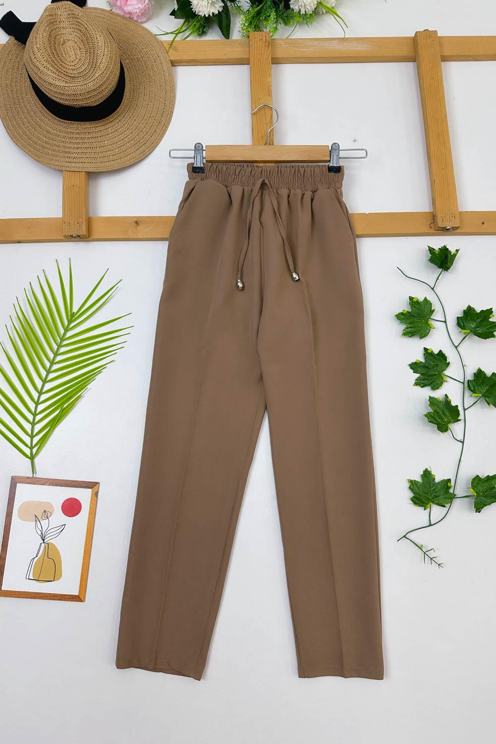 CEPLİ BELİ LASTİK KREP PANTOLON