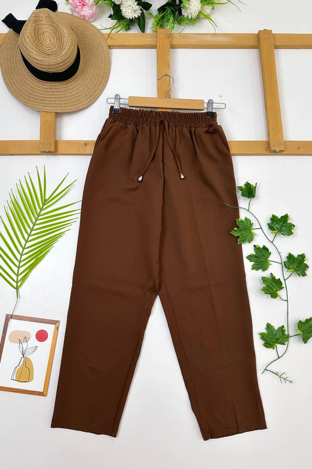 CEPLİ BELİ LASTİK KREP PANTOLON