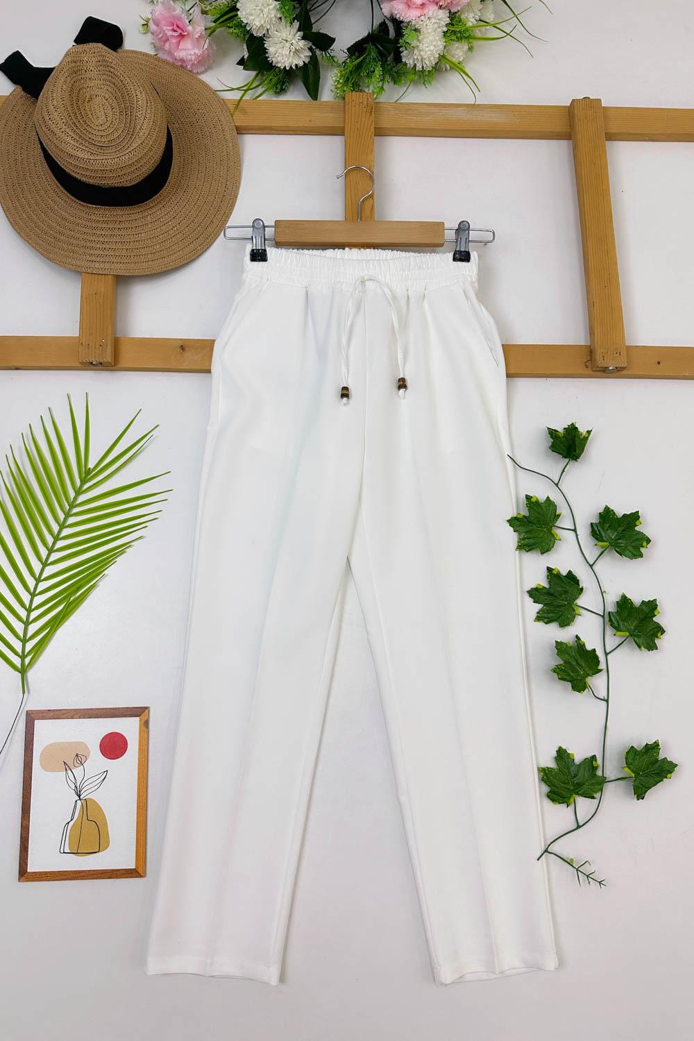 CEPLİ BELİ LASTİK KREP PANTOLON