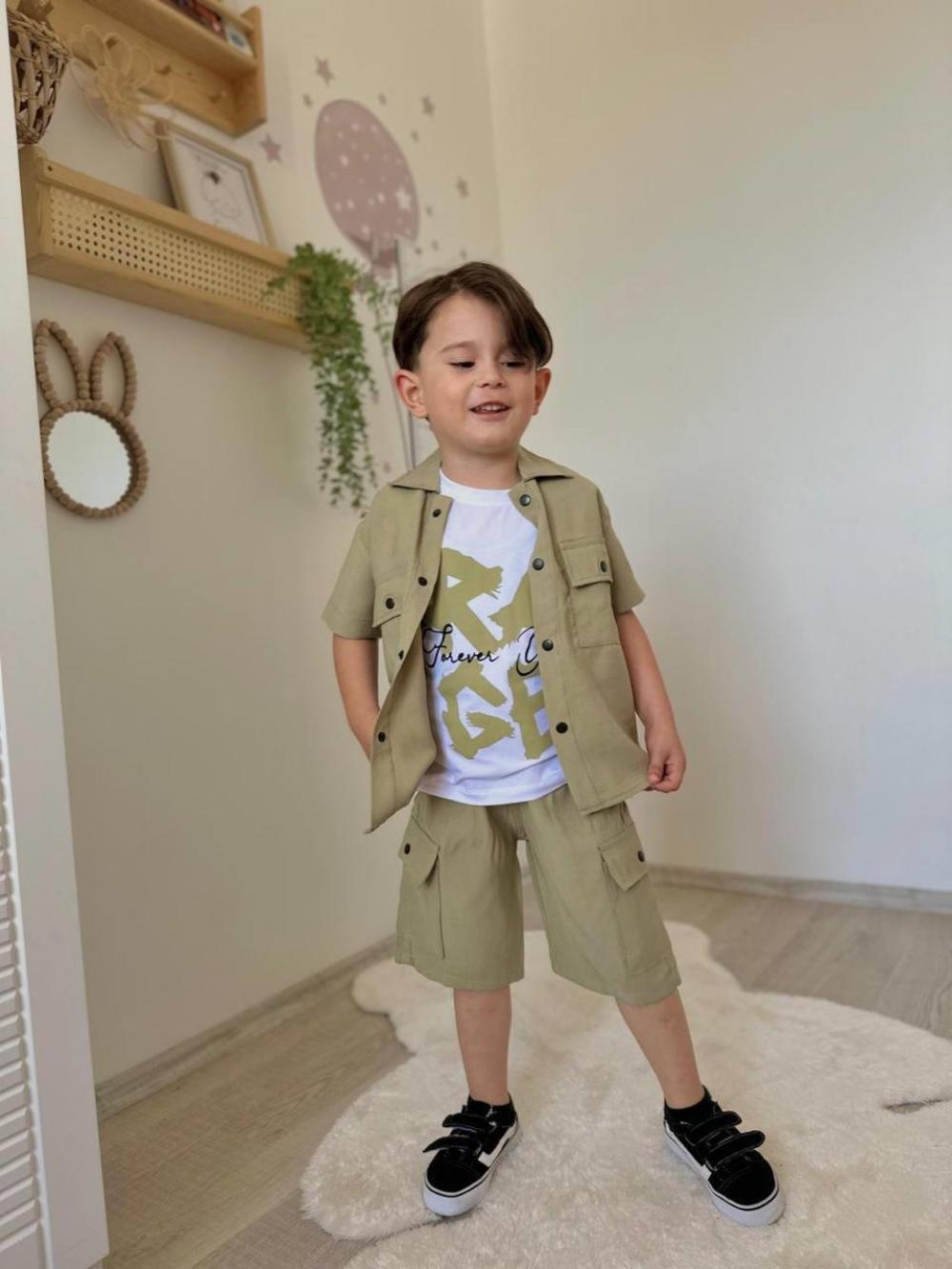 GABARDİN ÜÇLÜ ERKEK ÇOCUK TAKIM
