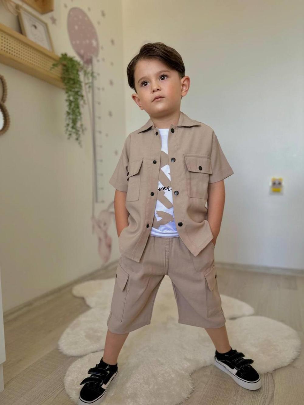 GABARDİN ÜÇLÜ ERKEK ÇOCUK TAKIM