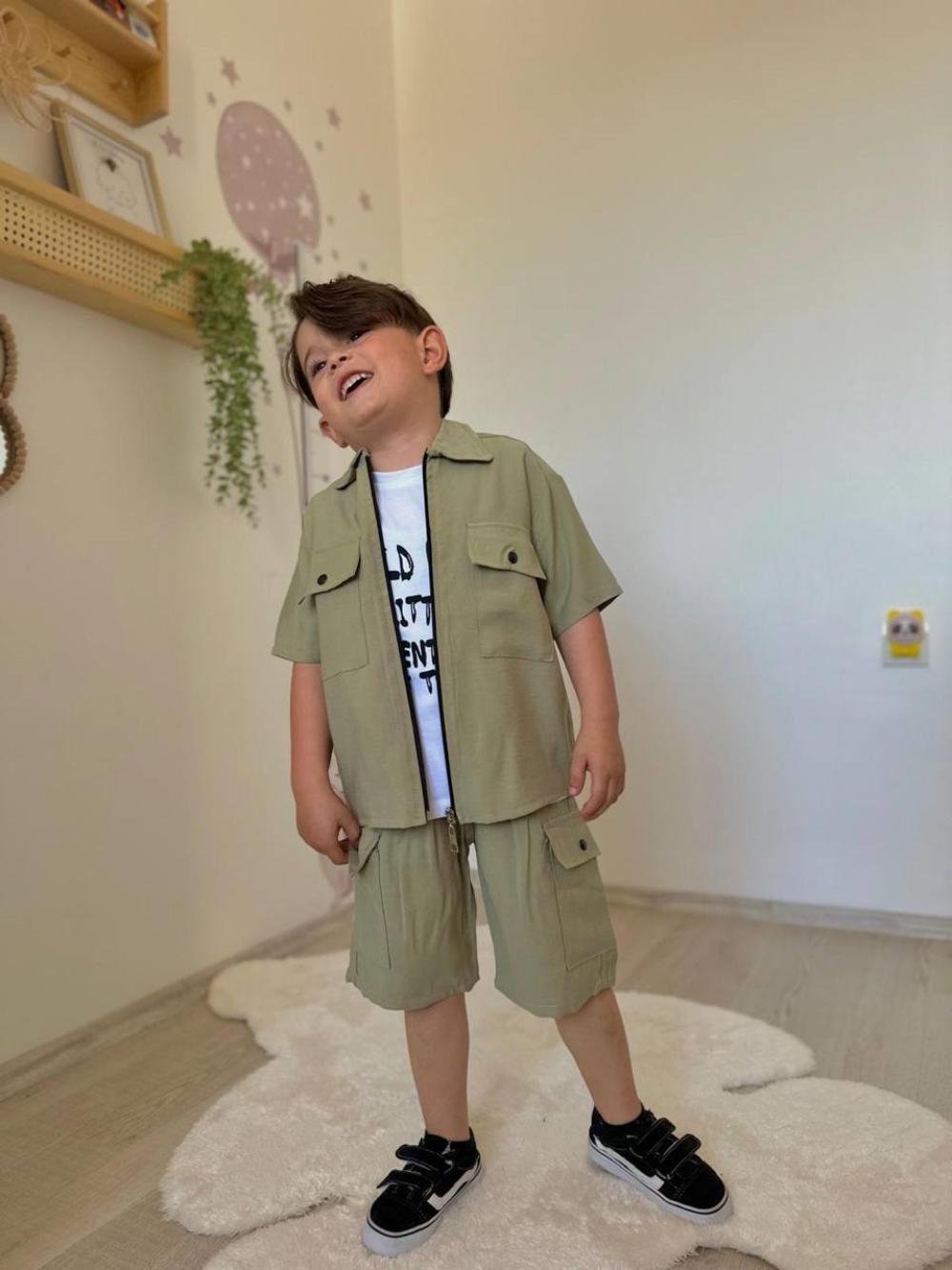 GABARDİN ÜÇLÜ ERKEK ÇOCUK TAKIM