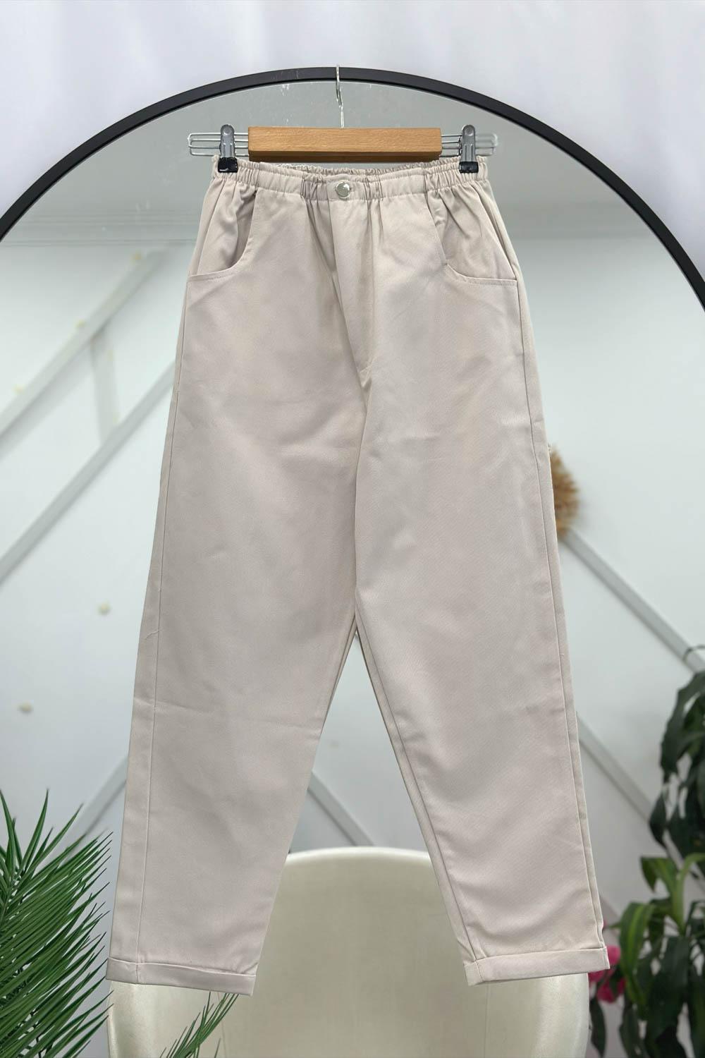 BELİ LASTİKLİ DAR PAÇA PANTOLON