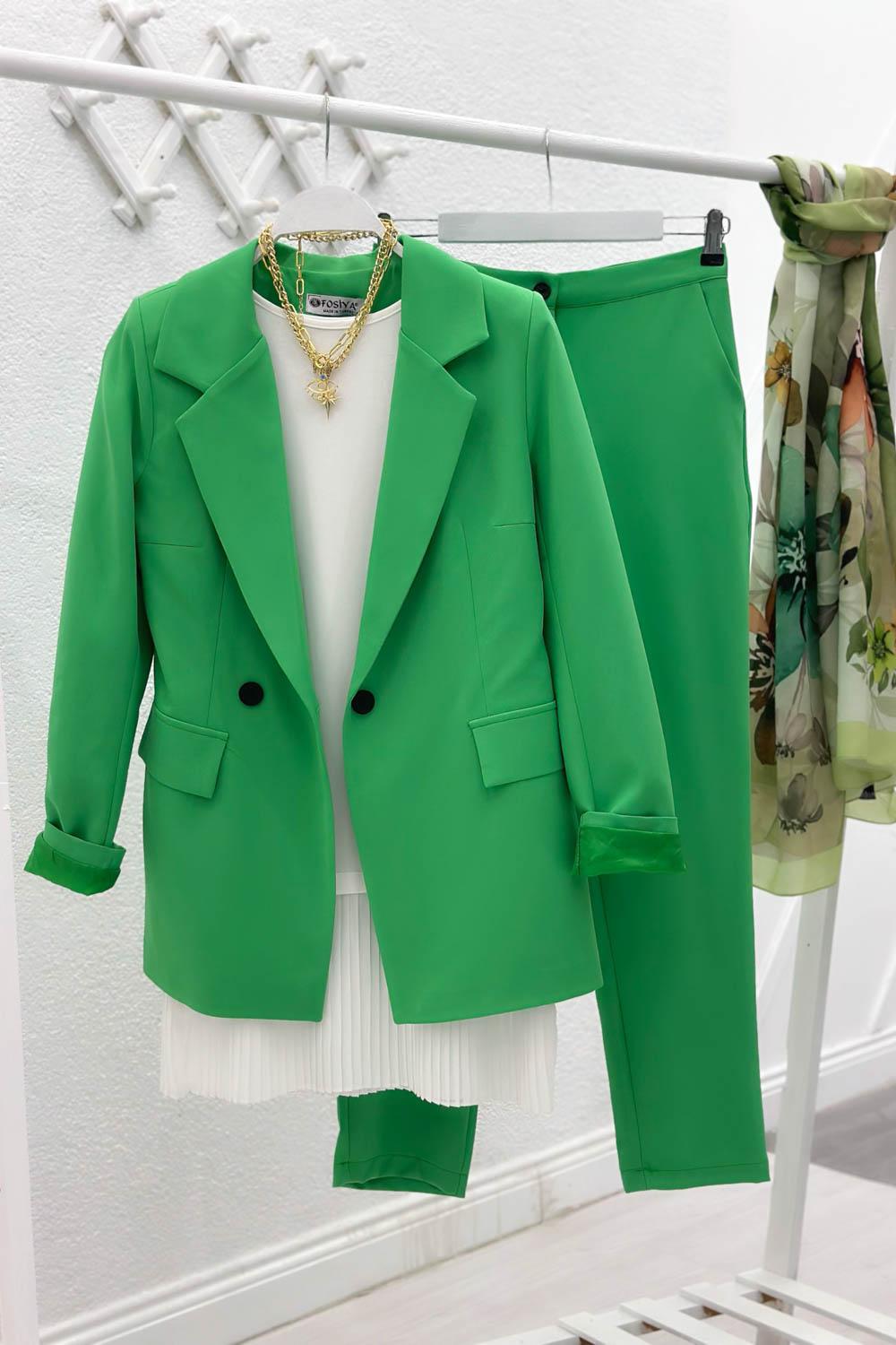 ÇİFT DÜĞMELİ DARPAÇA PANTOLONLU BLAZER TAKIM