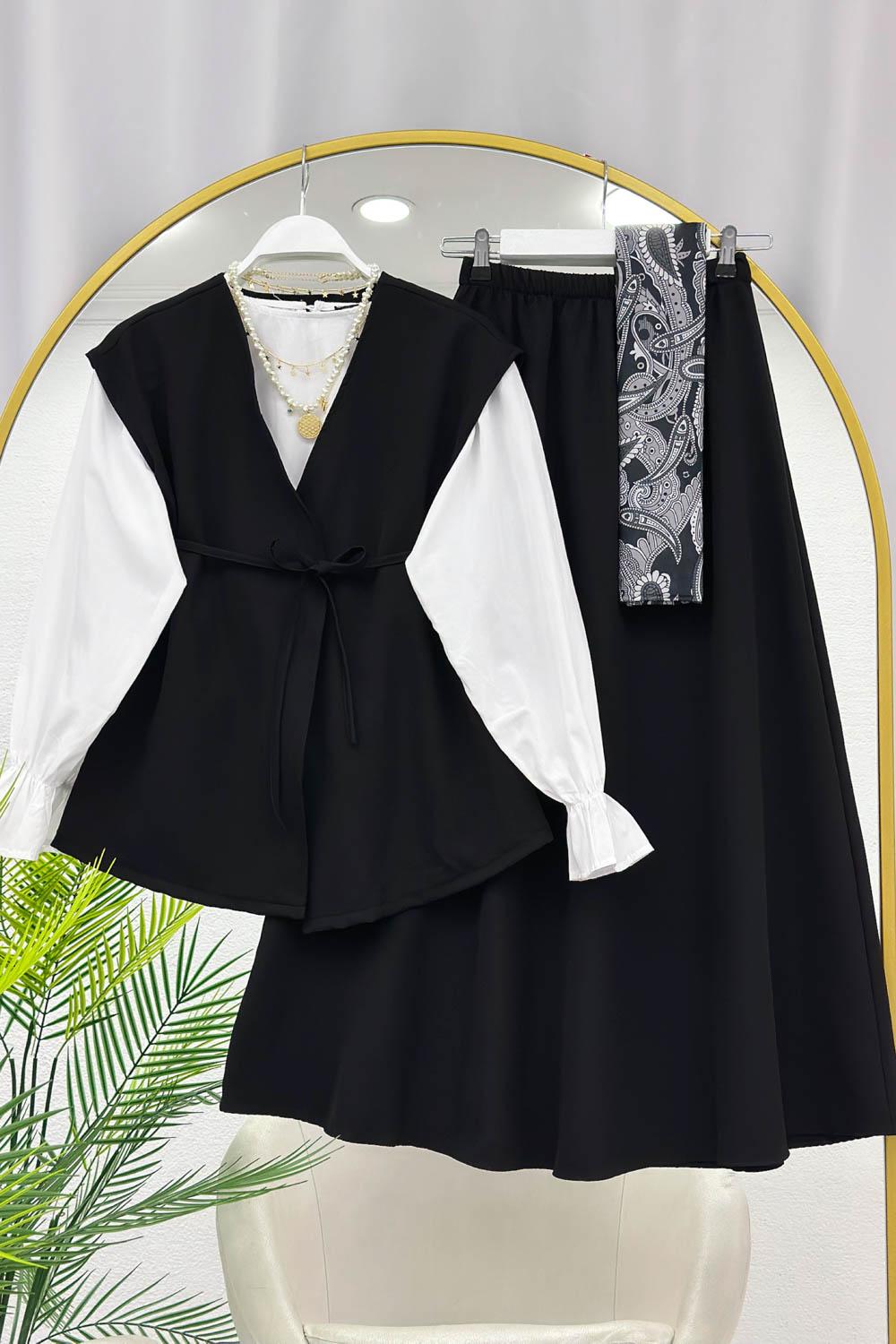 YELEKLİ İP DETAYLI ETEK TAKIM