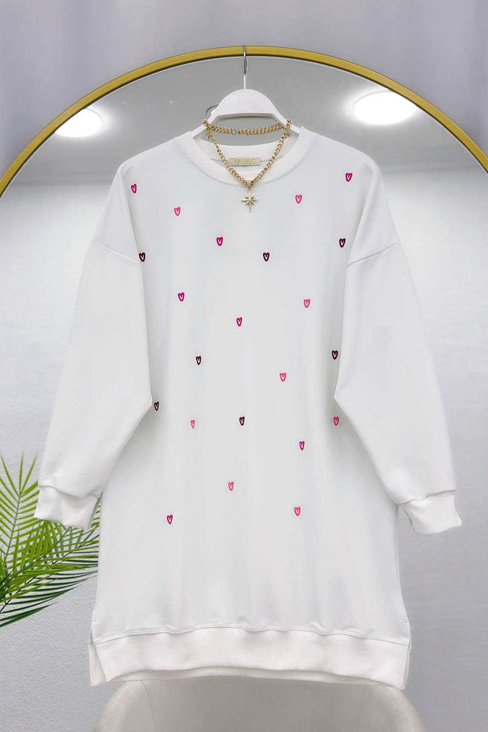 KÜÇÜK KALP NAKIŞ DETAYLI TUNİK