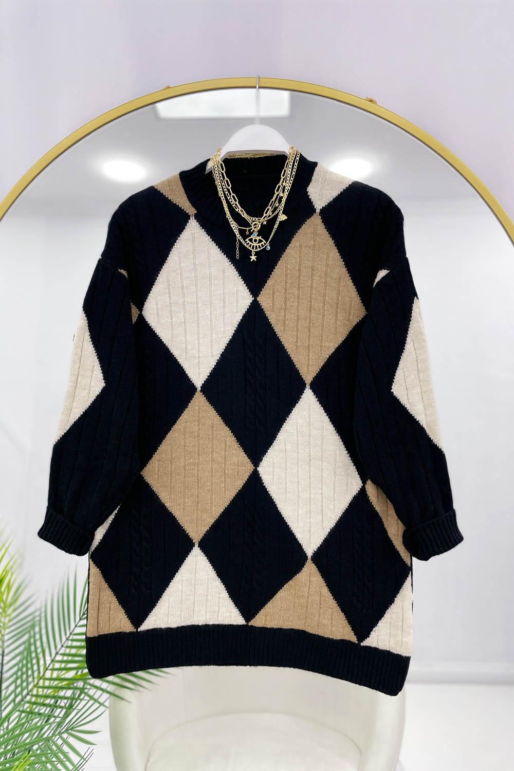 BAKLAVA ÖRGÜLÜ TRİKO KAZAK