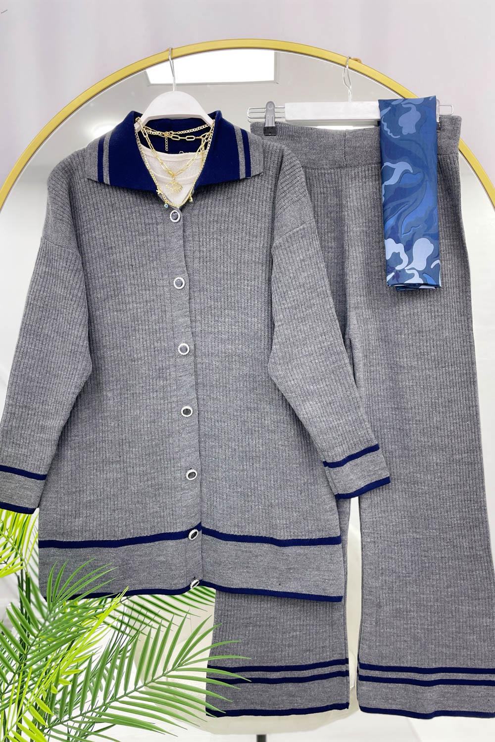 BOYDAN DÜĞMELİ PANTOLONLU TRİKO TAKIM