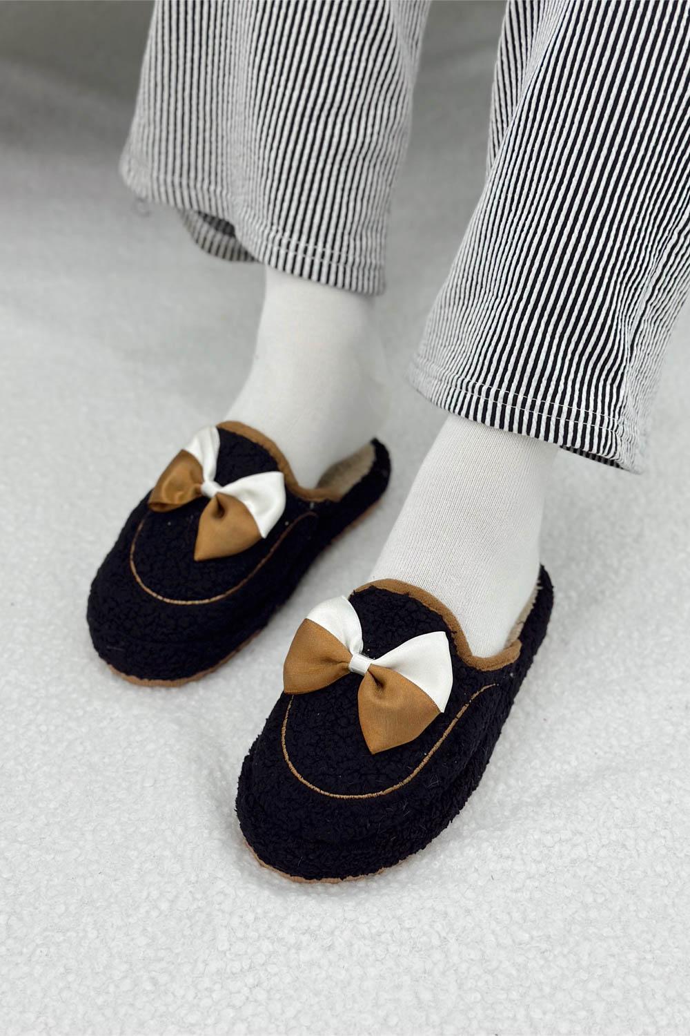 PAPYONLU SESSİZ TABAN PANDUF KIŞLIK  KADIN KAPALI EV TERLİĞİ