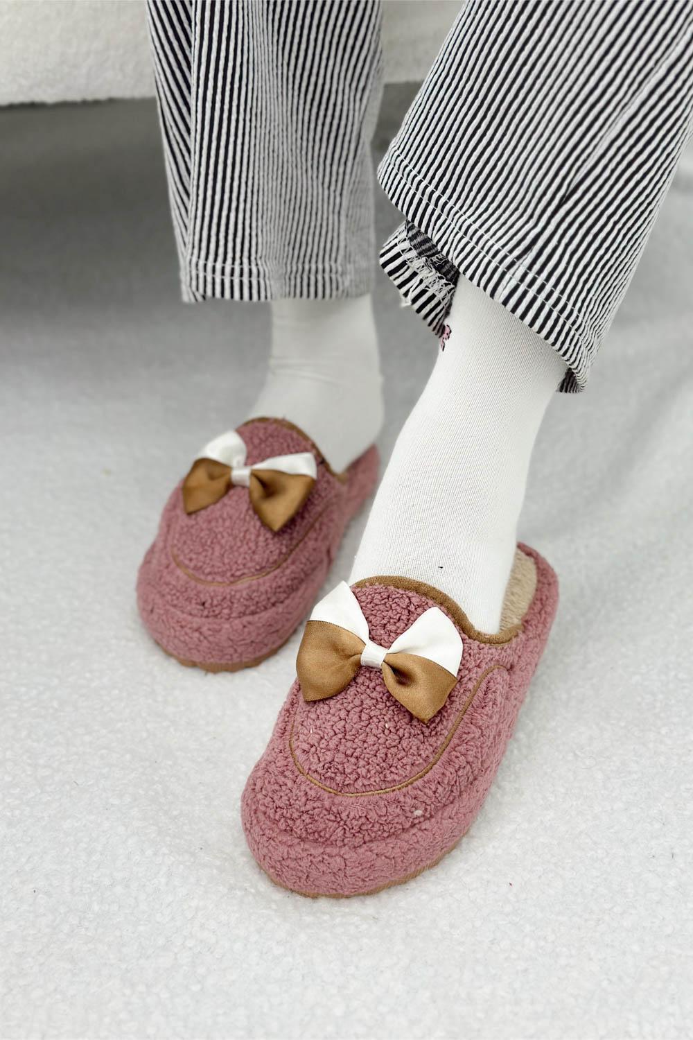 PAPYONLU SESSİZ TABAN PANDUF KIŞLIK  KADIN KAPALI EV TERLİĞİ