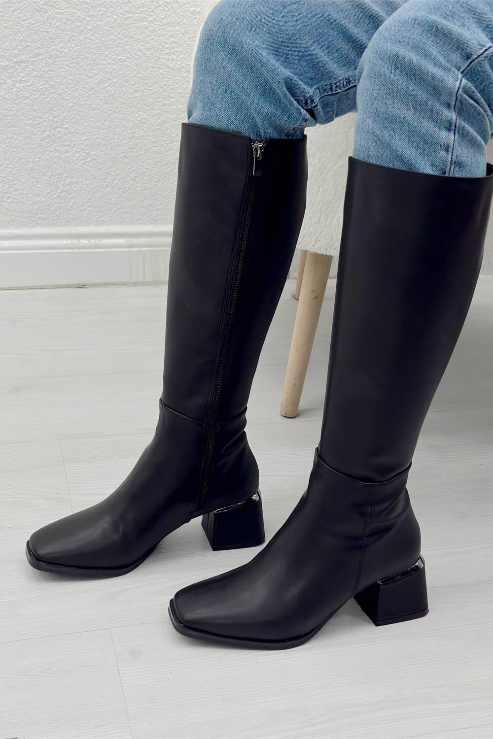 UZUN DERİ GÖRÜNÜMLÜ KADIN ÇİZME BOT