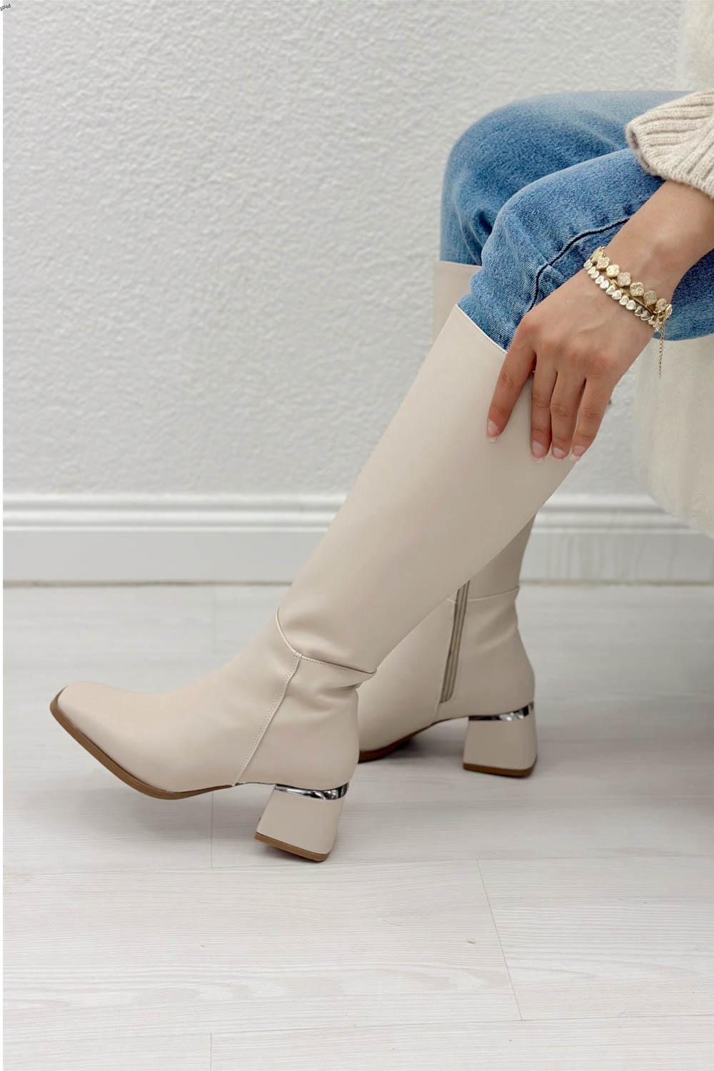 UZUN DERİ GÖRÜNÜMLÜ KADIN ÇİZME BOT