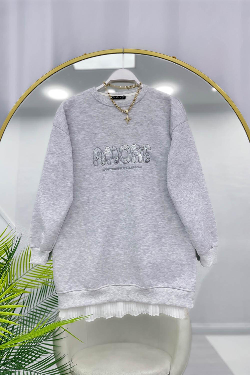 AMORE PUL NAKIŞLI ŞARDONLU SWEAT