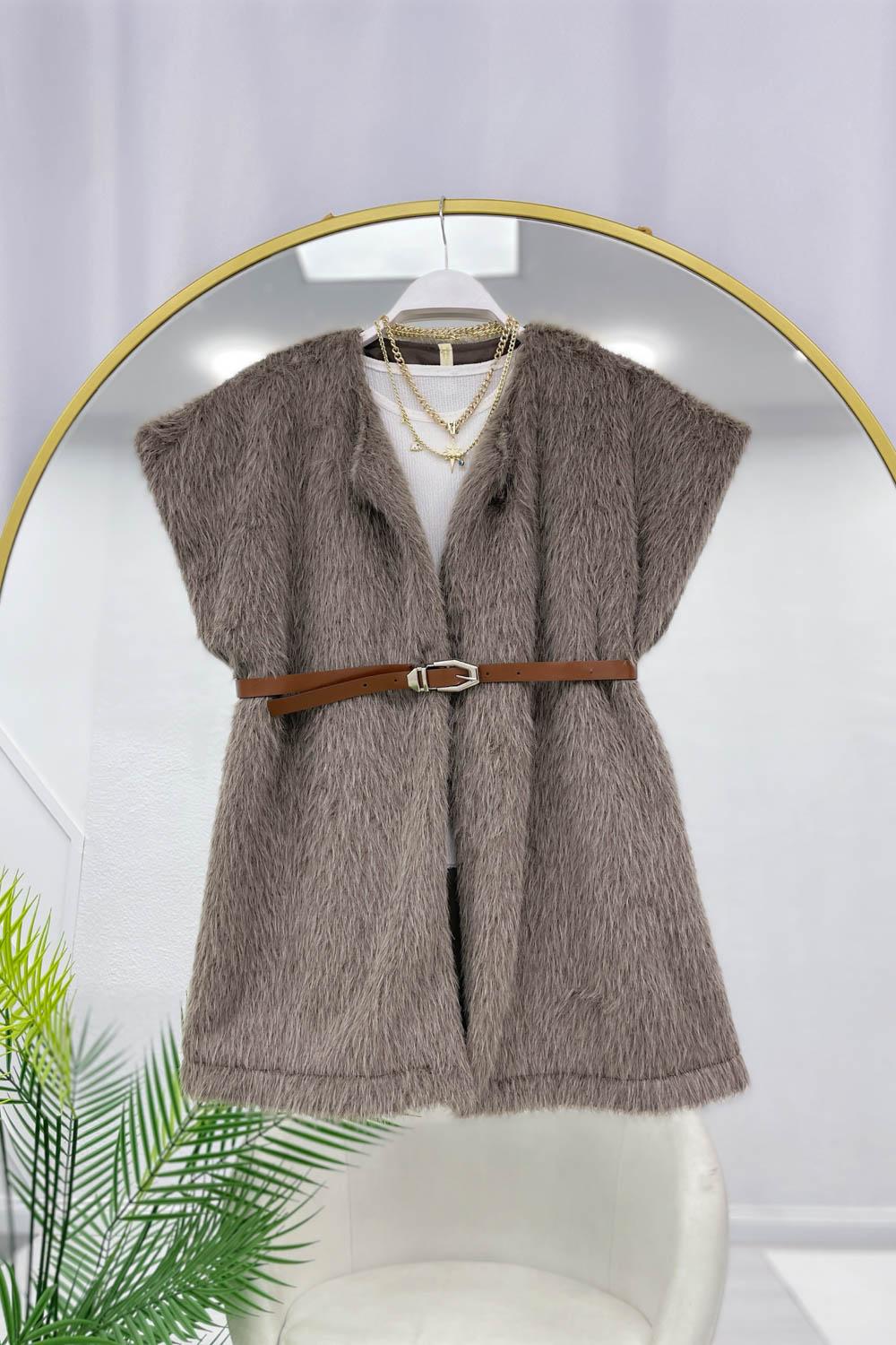 KEMERLİ KÜRK YELEK