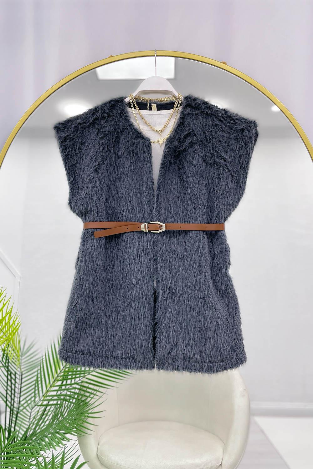 KEMERLİ KÜRK YELEK