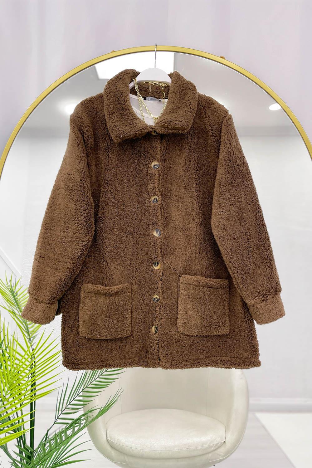 DÜĞMELİ CEPLİ PELUŞ MONT