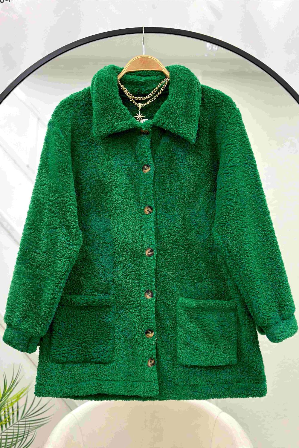 DÜĞMELİ CEPLİ PELUŞ MONT