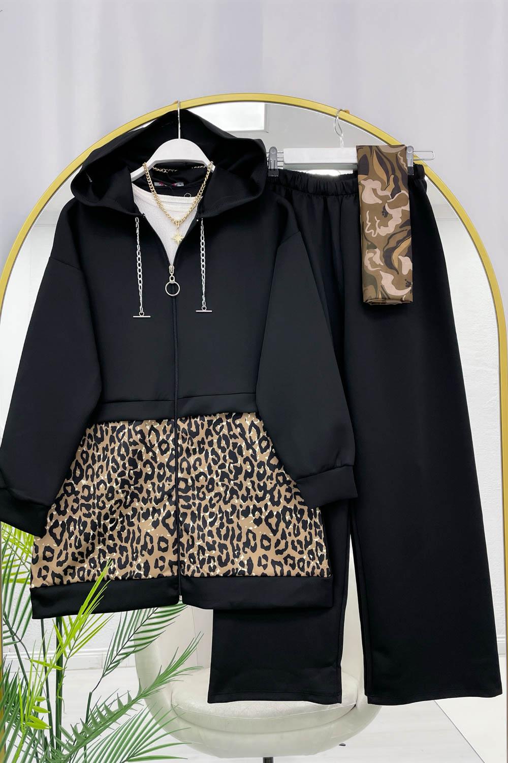 LEOPAR DESENLİ PUF SCUBA TAKIM