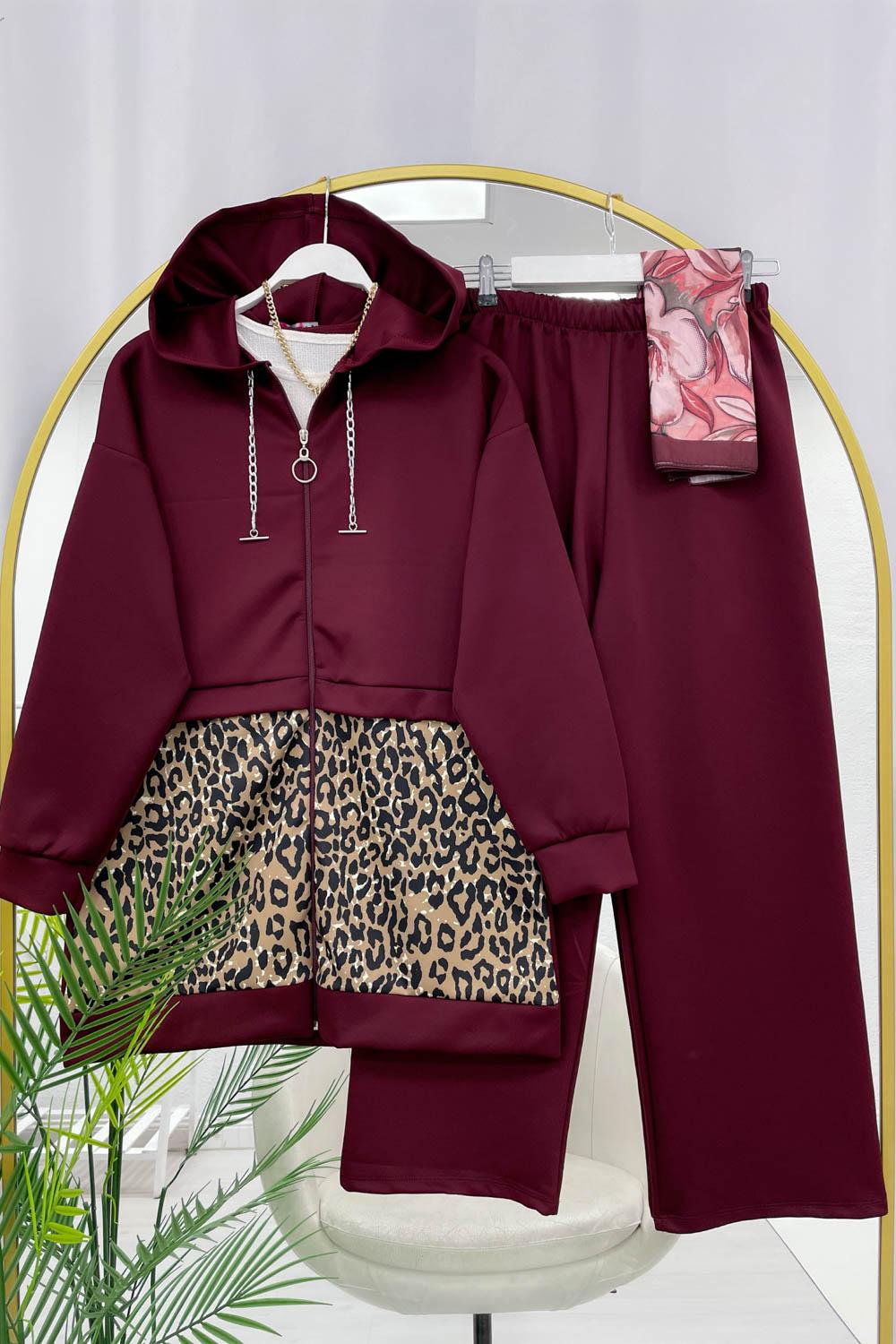 LEOPAR DESENLİ PUF SCUBA TAKIM