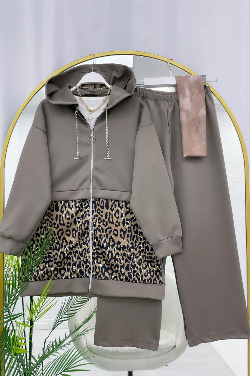 LEOPAR DESENLİ PUF SCUBA TAKIM