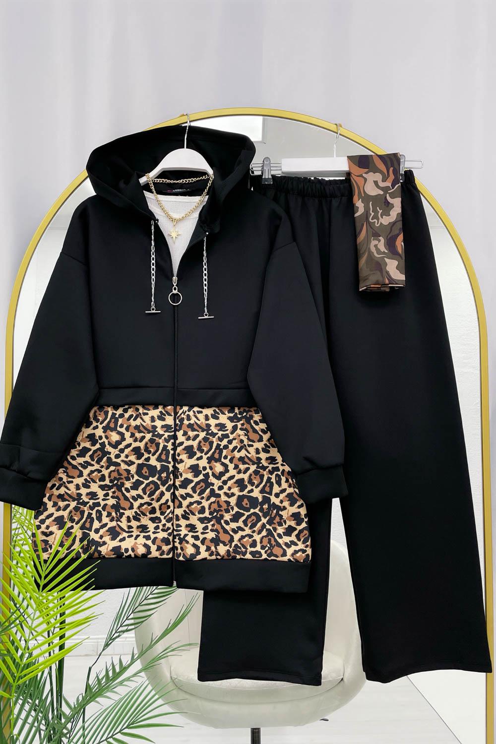 LEOPAR DESENLİ PUF SCUBA TAKIM