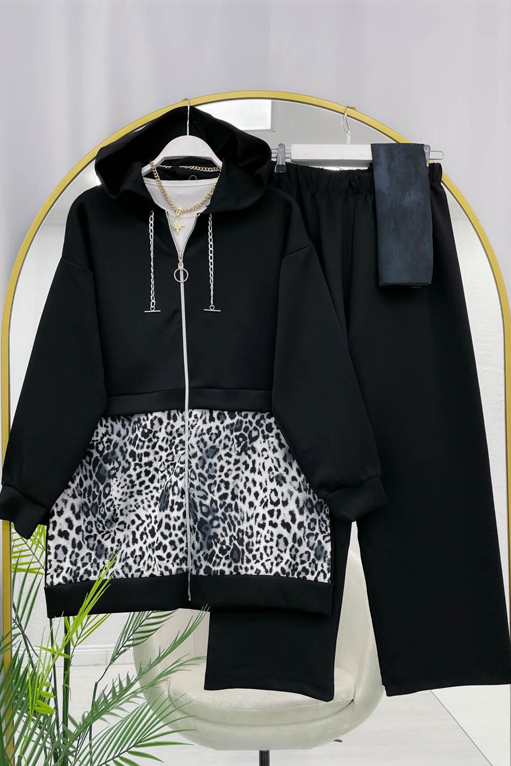 LEOPAR DESENLİ PUF SCUBA TAKIM