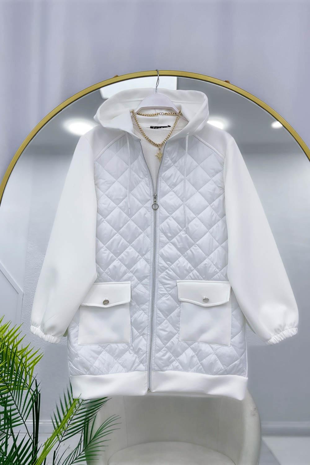 CEPLİ KAPİTONE DETAYLI SCUBA KADIN CEKET