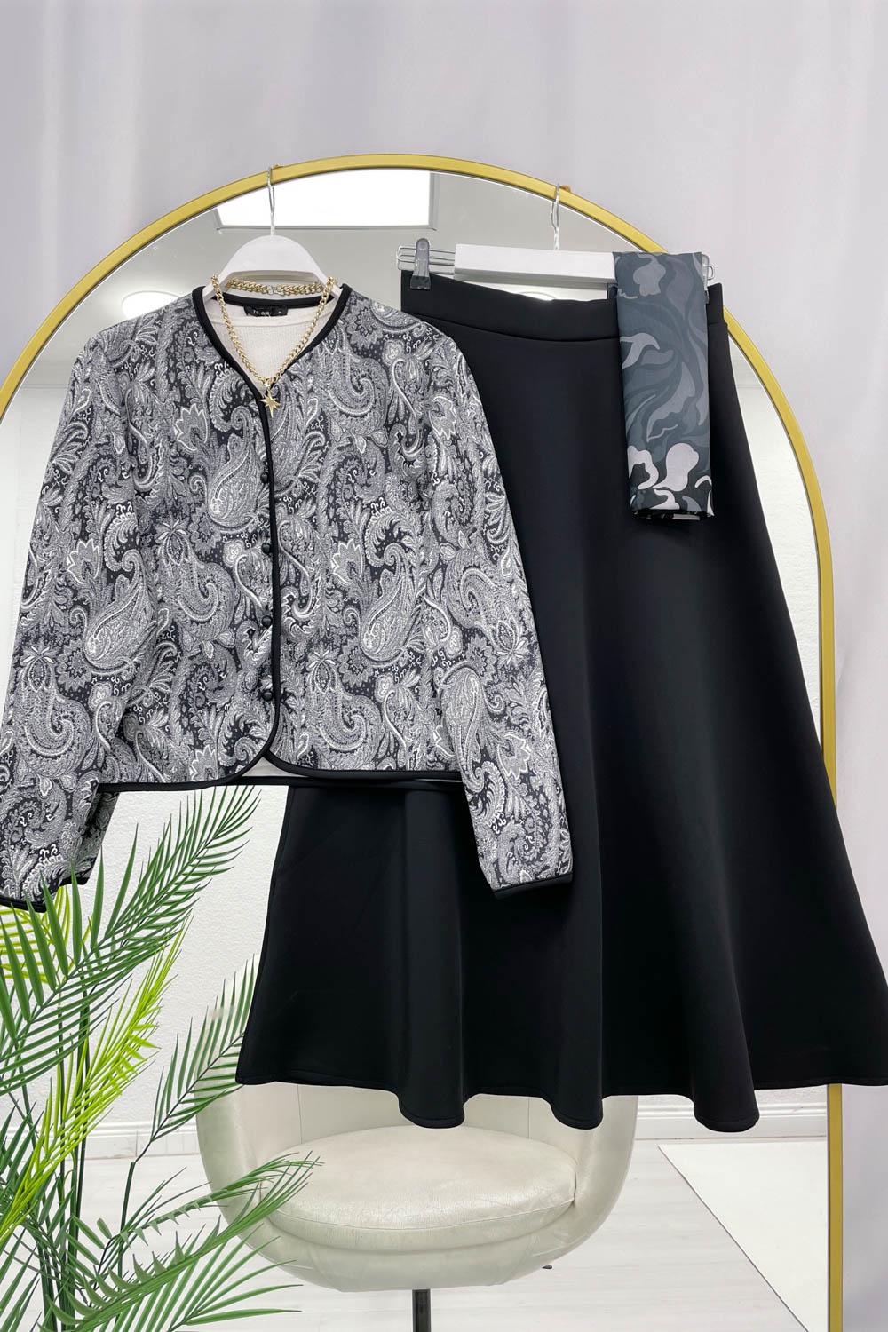 ŞAL DESEN CEKET ETEK KADIN SCUBA TAKIM