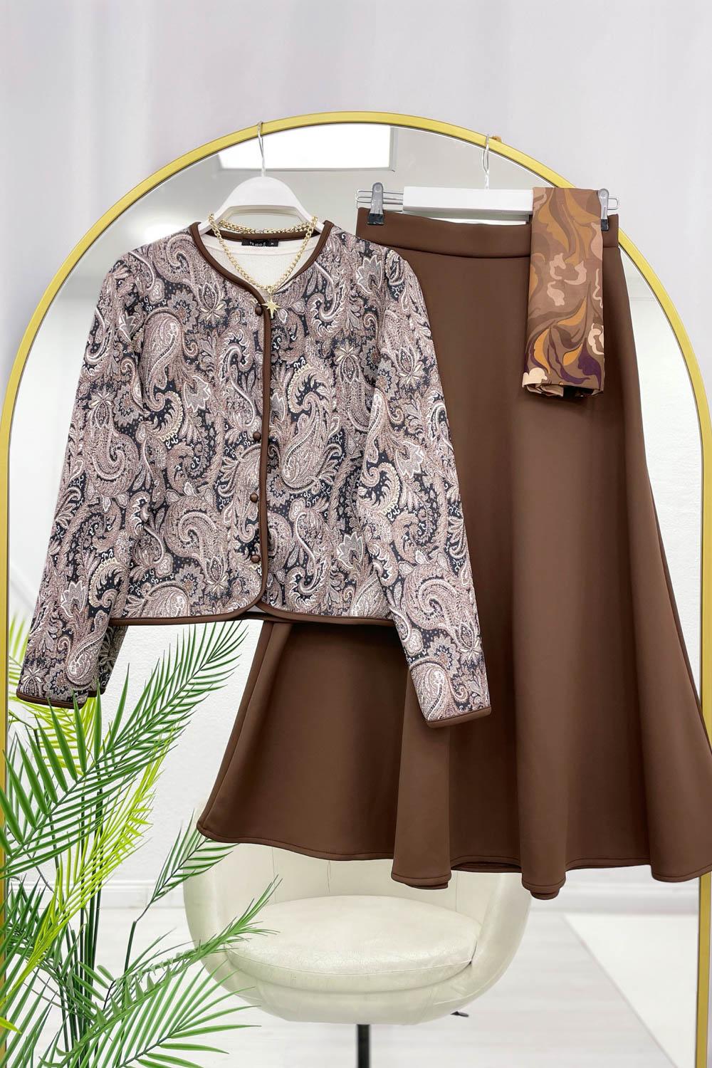 ŞAL DESEN CEKET ETEK KADIN SCUBA TAKIM