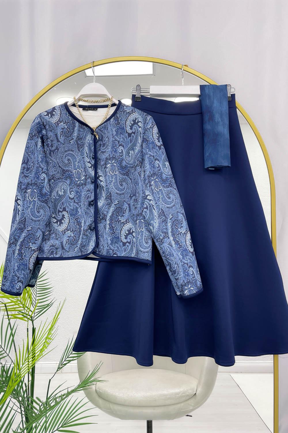 ŞAL DESEN CEKET ETEK KADIN SCUBA TAKIM