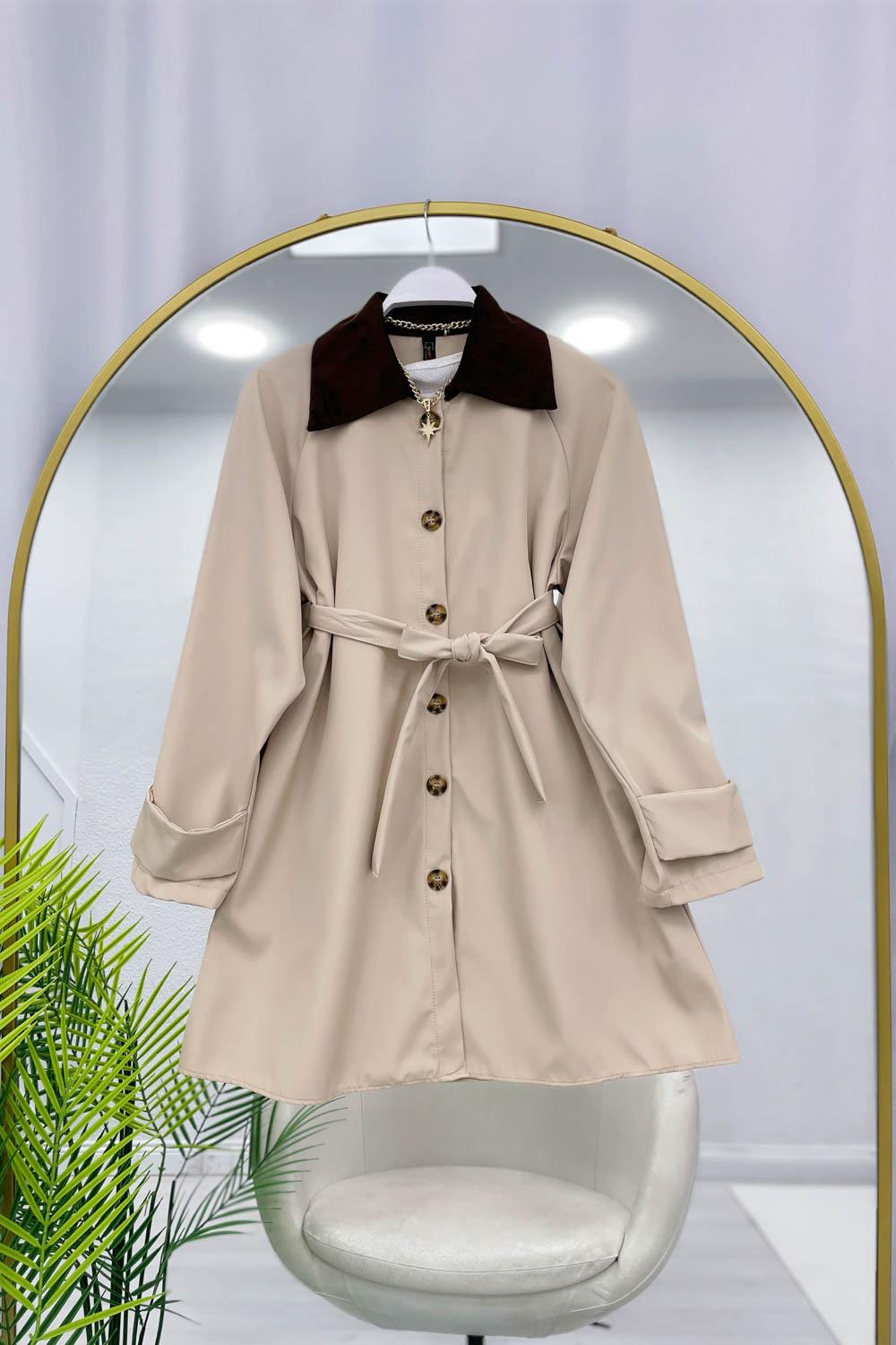 SÜET YAKALI BONDİT KADIN TRENÇKOT