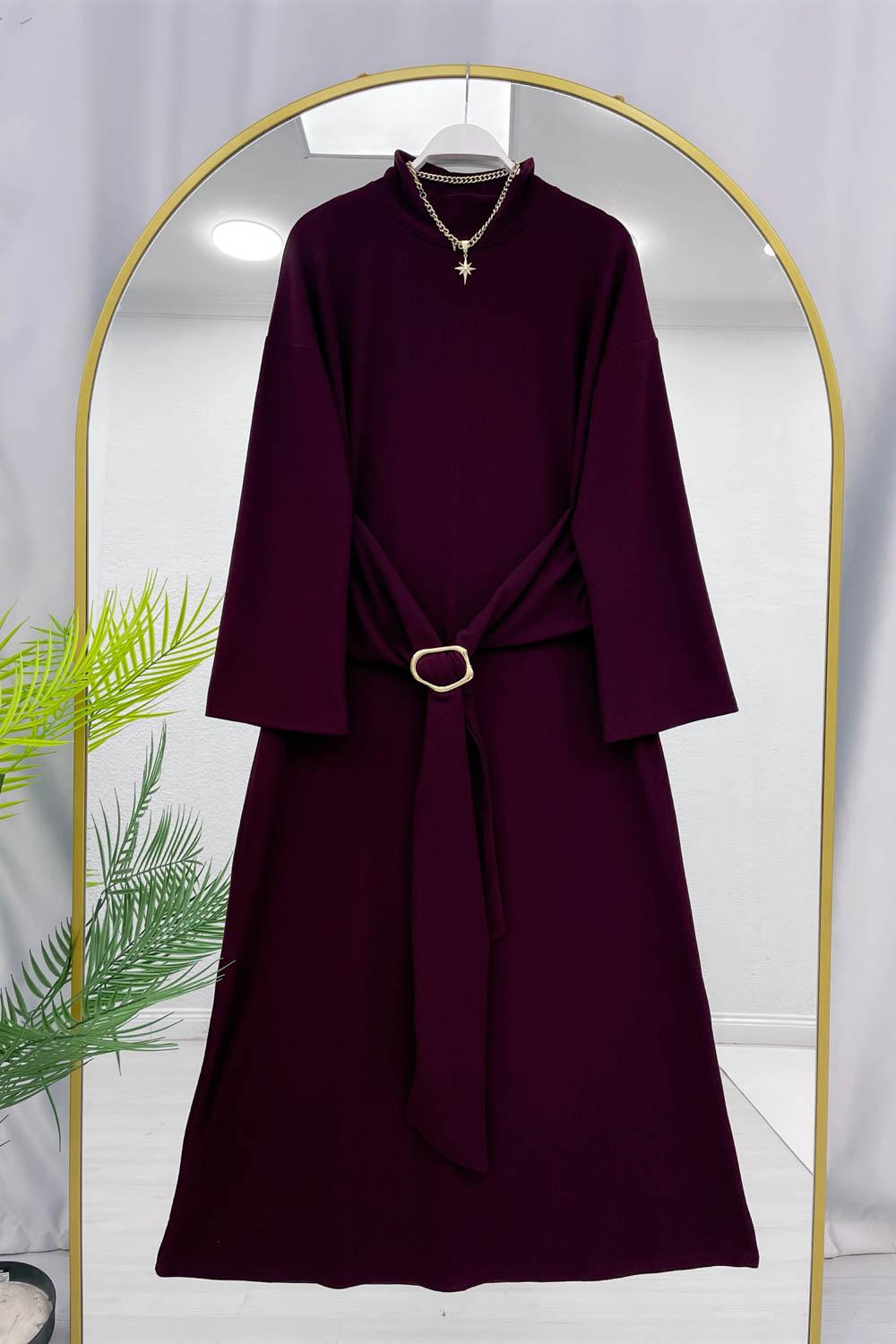 BELİ TOKALI SELANİK KADIN ELBİSE