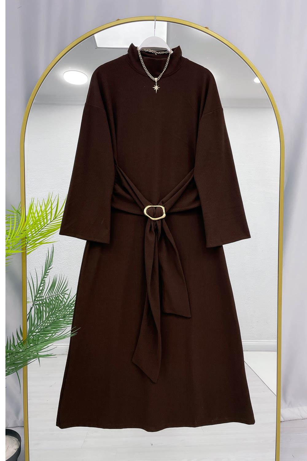 BELİ TOKALI SELANİK KADIN ELBİSE