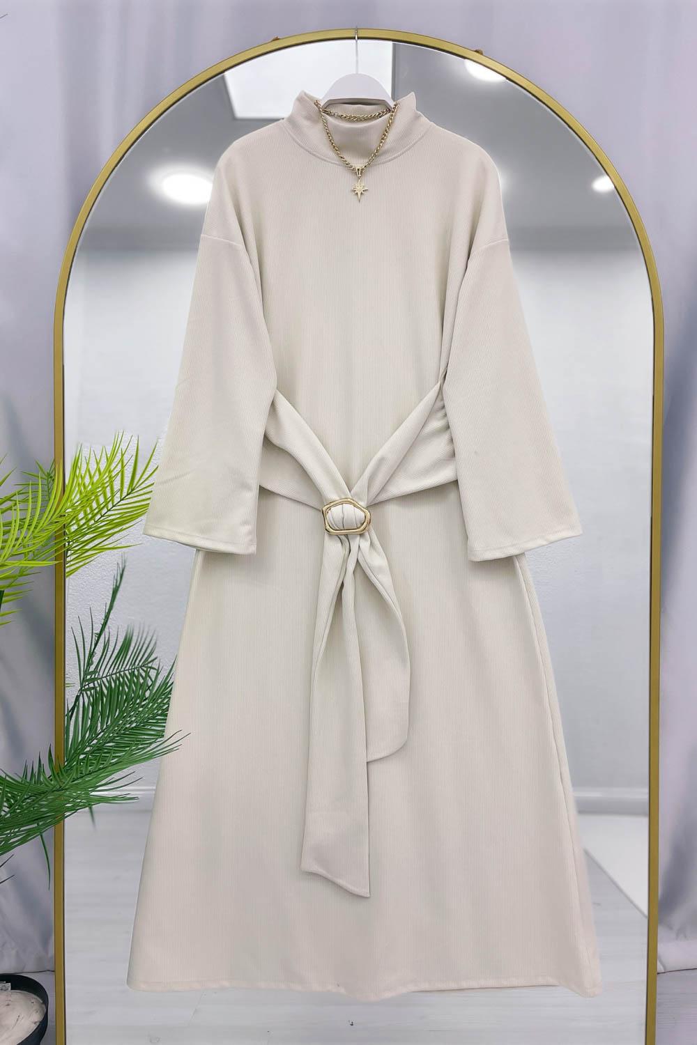 BELİ TOKALI SELANİK KADIN ELBİSE