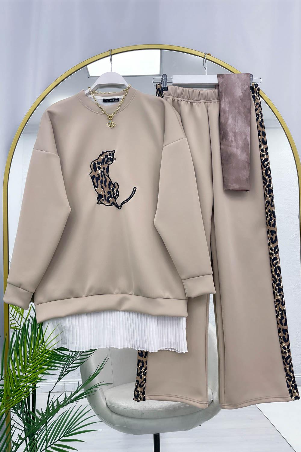 LEOPAR GARNİLİ PUF SCUBA TAKIM