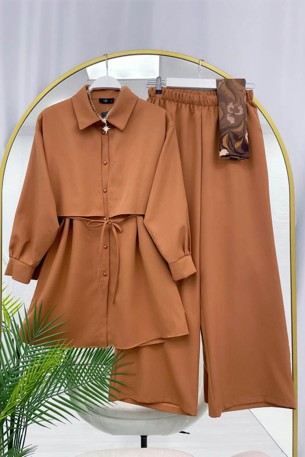 RÜZGARLIK DETAYLI KADIN KREP TAKIM