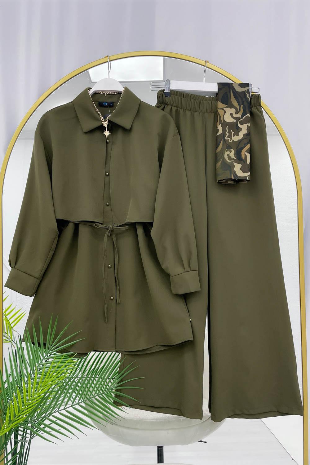 RÜZGARLIK DETAYLI KADIN KREP TAKIM