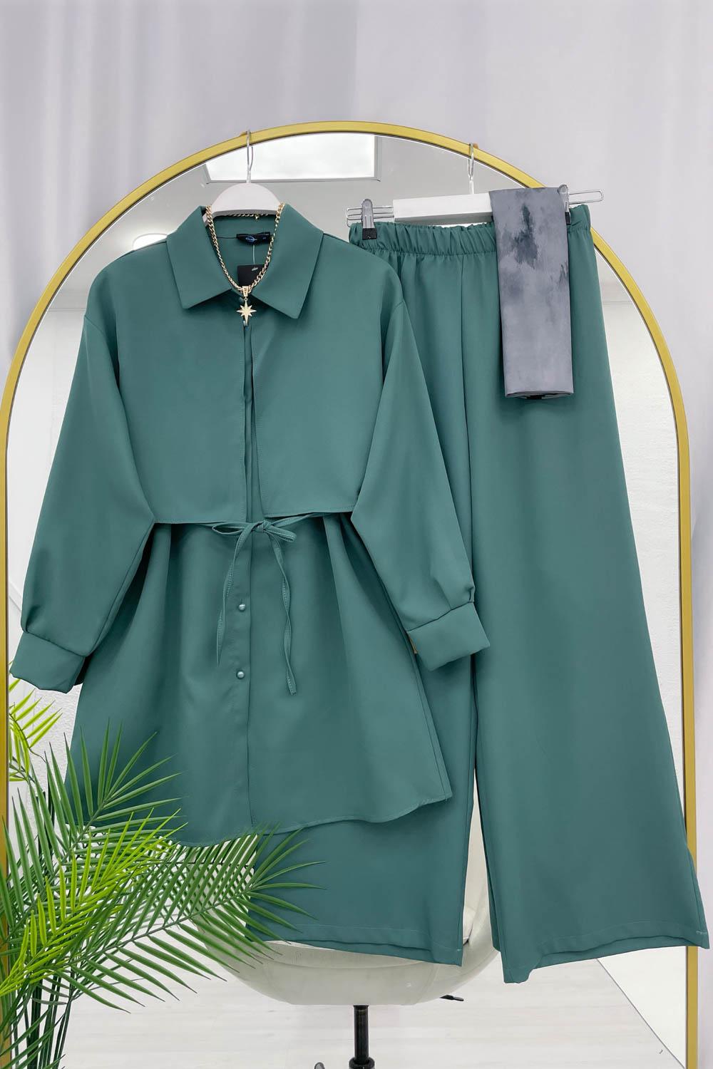 RÜZGARLIK DETAYLI KADIN KREP TAKIM