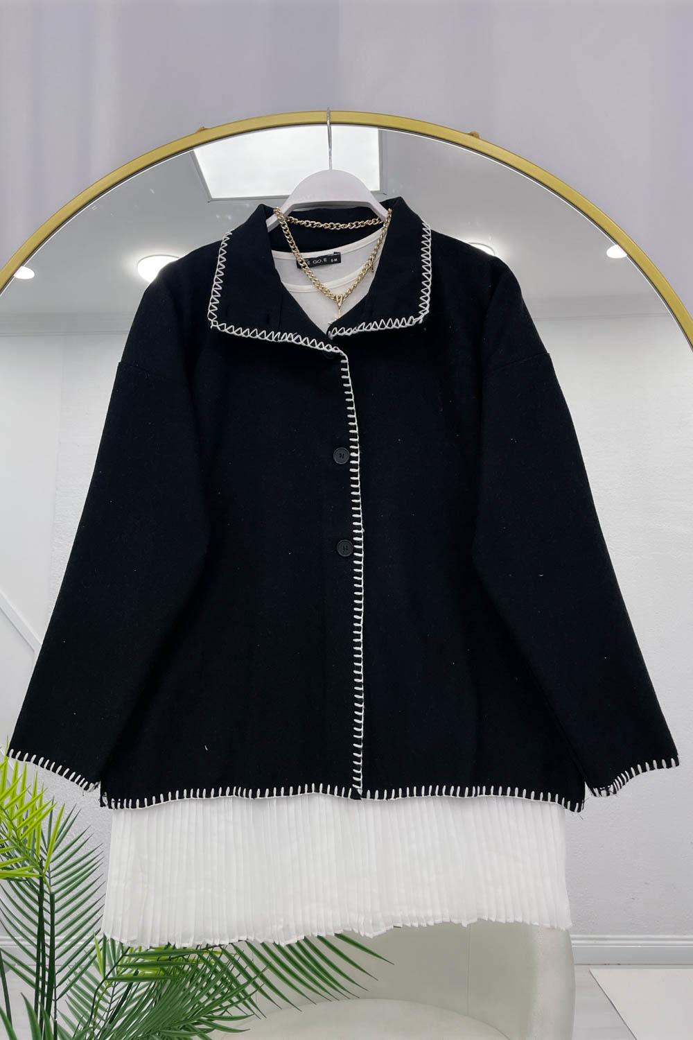 DİKİŞ DETAYLI KAŞE CEKET