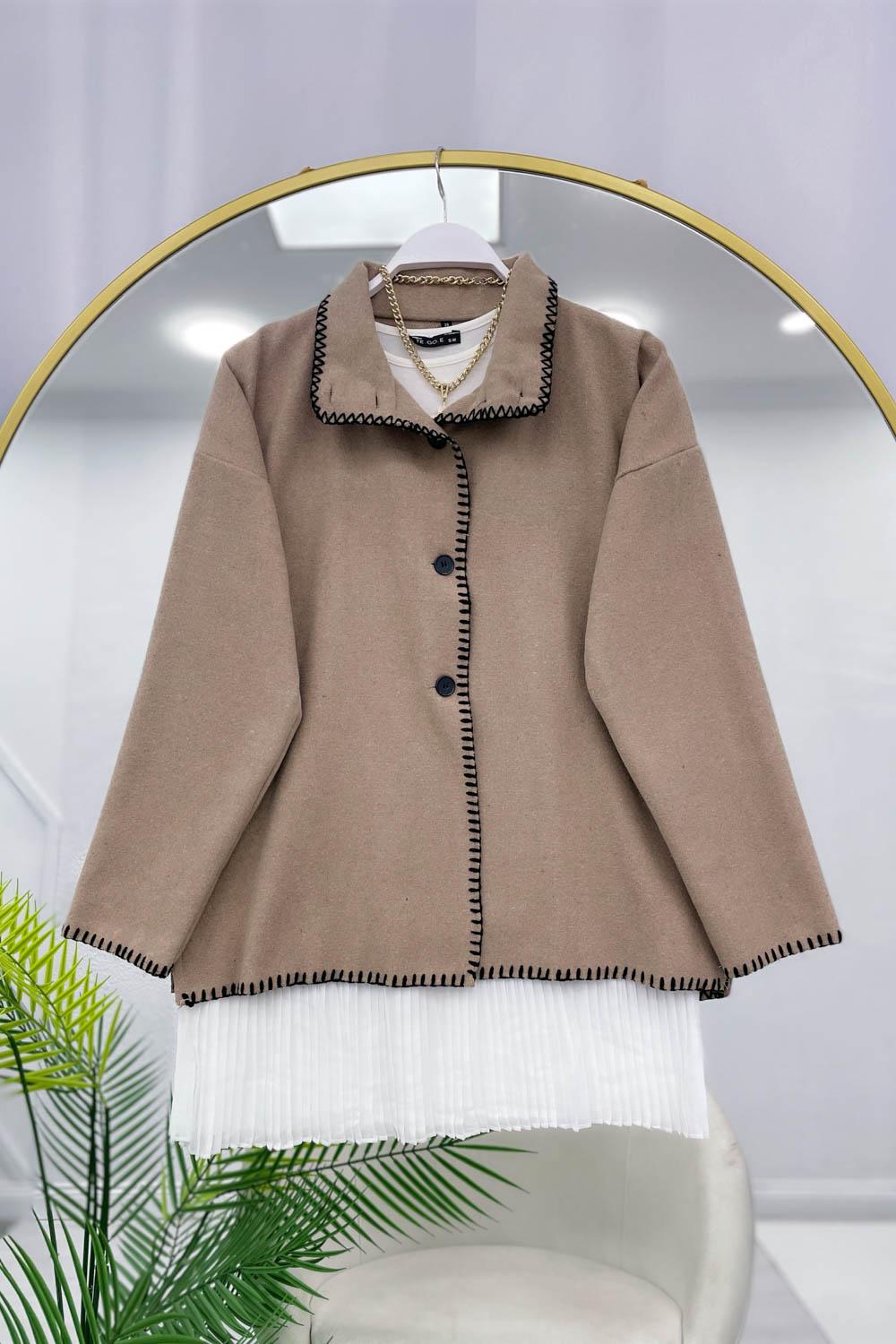 DİKİŞ DETAYLI KAŞE CEKET