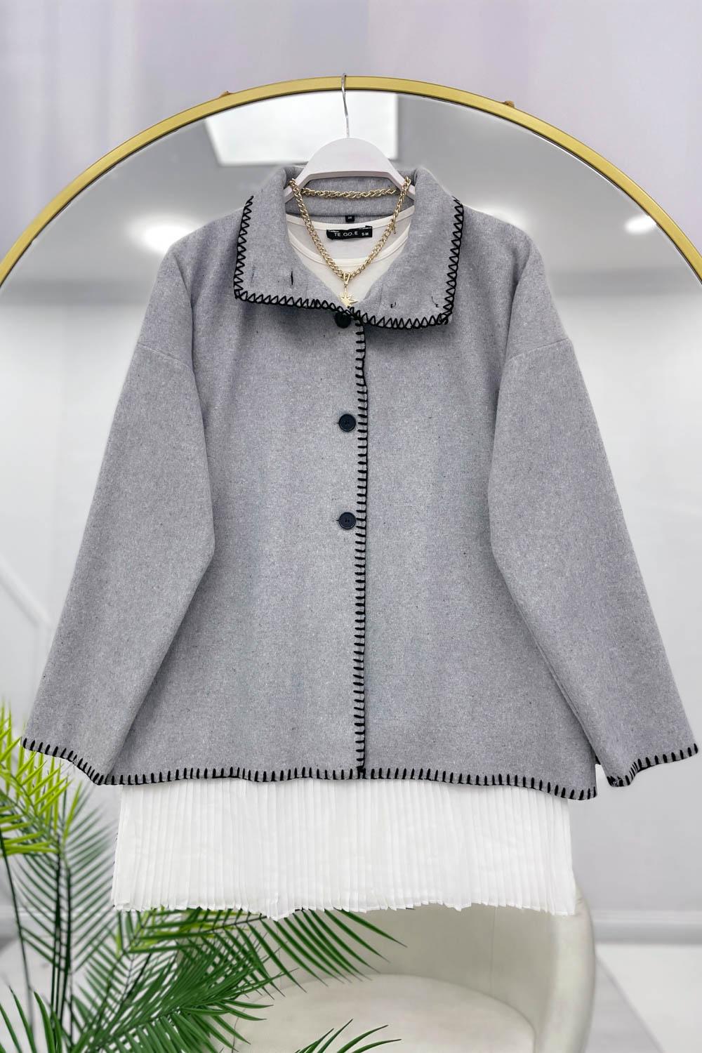 DİKİŞ DETAYLI KAŞE CEKET