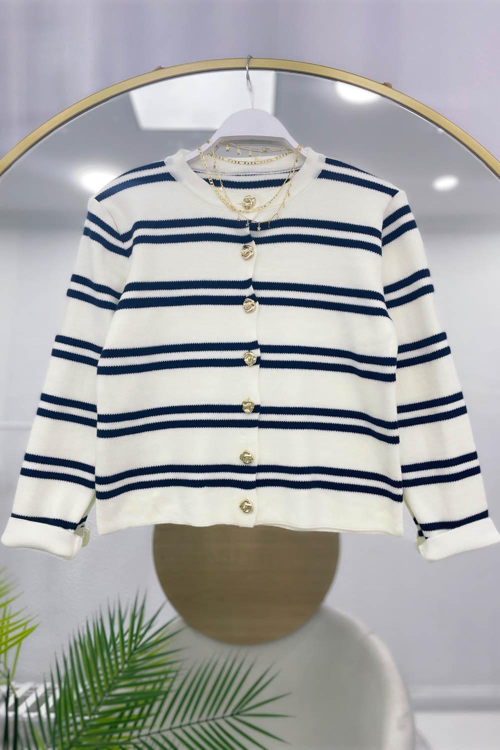 MONO ÇİZGİLİ KADIN HIRKA