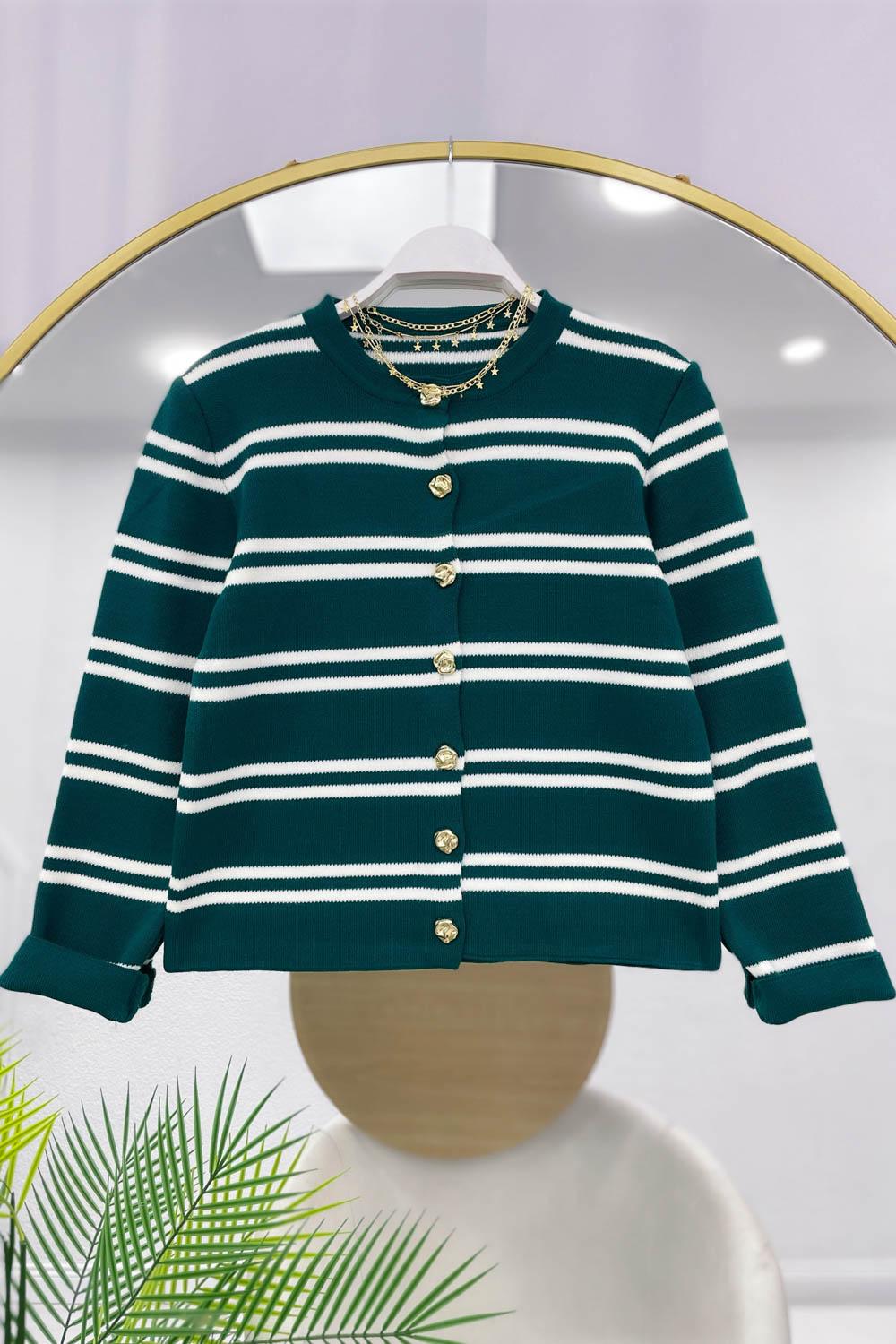 MONO ÇİZGİLİ KADIN HIRKA